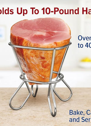 HIC Kitchen Roasting Wire Spiral Ham Roasting Rack, Chrome-Plated Steel, For Baking And Carving Ham Up To 10-Pounds