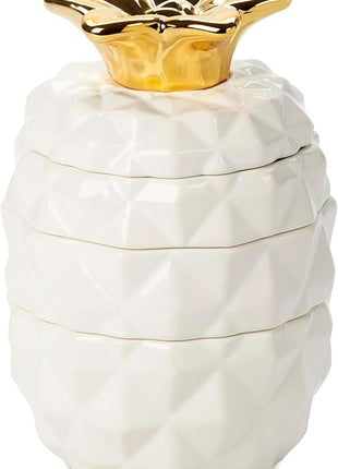 Set of 4 Decorative Pineapple Shaped Stackable Ceramic Kitchen Measuring Cups in 4 Assorted Sizes