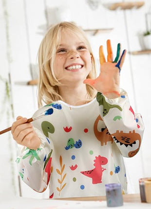 CUBACO Kids Painting Apron, 2pcs Waterproof Art Smocks For Child 3-8 Years, Kids Smocks for Painting Aprons with Long Sleeve