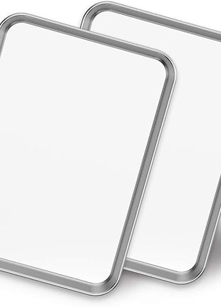Baking Sheets 2 Pieces, Bastwe Stainless Steel Baking Pan Tray Cookie Sheet, Rectangle Size 9 X 7 X 1 inch, Healthy & Non Toxic, Rust Free & Mirror Finish, Easy Clean & Dishwasher Safe