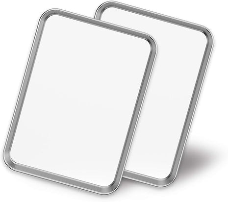 Baking Sheets 2 Pieces, Bastwe Stainless Steel Baking Pan Tray Cookie Sheet, Rectangle Size 9 X 7 X 1 inch, Healthy & Non Toxic, Rust Free & Mirror Finish, Easy Clean & Dishwasher Safe