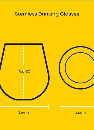 JoyJolt Star Wars Dark Side Stemless Drinking Glasses Set of 4, 15 oz Tumblers, Kitchen Glasses ft. General Grievous, Kylo Ren, Darth Vader, Emperor Palpatine, Darth Maul