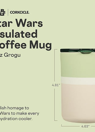 Corkcicle Classic Coffee Mug - Triple Insulated Stainless Steel for Travel - Shatter-Proof Lid - Keeps Drink Hot Over 3 Hours - Holiday Mug Gift - Great for Gifting Warmth - 16 oz - Grogu