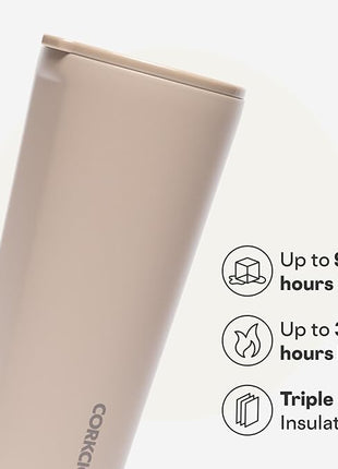 Corkcicle Classic Tumbler - Keeps Drinks Cold for 9 Hours & Hot for 3 - Triple-Insulated Stainless Steel - Holiday Tumbler Gift - 24 oz - Desert