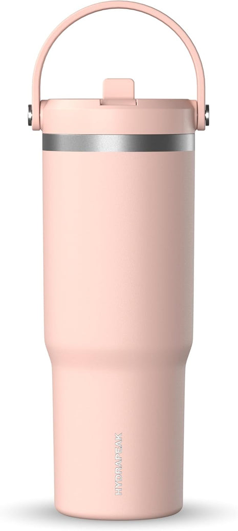 Hydrapeak Nomad 32 oz Tumbler with Handle and Straw Lid, Leakproof, Double Insulated, 32oz Cup Stainless Steel (Peony)