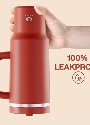 40 oz Tumbler with Handle and Straw: Stainless Steel Insulated Tumbler Keeps Cold for 24 Hours, Leakproof Travel Cup Fits in Cup Holder and BPA-Free,Medium Carmine