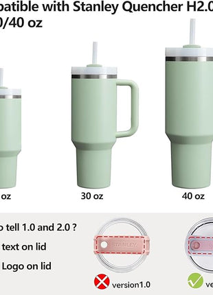 Silicone Spill Stopper Set Compatible with Stanley Cup 2.0 30oz & 40oz with Straw Cover (Set of 2, Matcha)