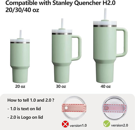 Silicone Spill Stopper Set Compatible with Stanley Cup 2.0 30oz & 40oz with Straw Cover (Set of 2, Matcha)