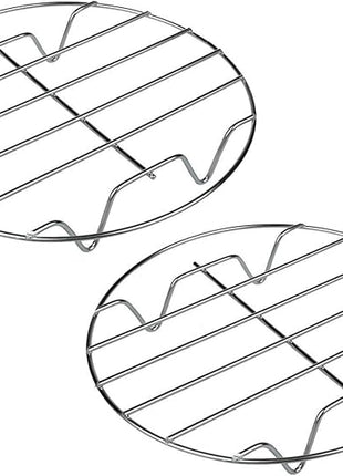 TamBee 8 Inch Cooking Rack Round 304 Stainless Steel Cooling Racks Baking and Cooling Steaming Rack w Stand Cookware for Air Fryer Pressure Cooker Canning 2Pcs