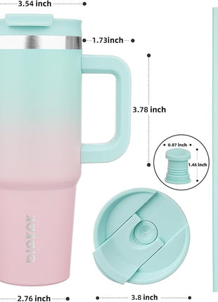 BJPKPK 30 oz Stainless Steel Tumbler With Handle Insulated Tumblers With 2 Straw Travel Coffee Mug With Lid,Bubble Gum