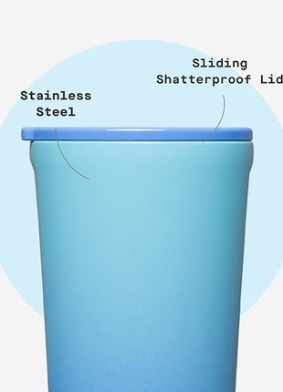 Corkcicle Classic Tumbler - Keeps Drinks Cold 9 Plus Hours - Triple Insulated Stainless Steel Drink Tumbler - Sliding Lid - Summer Drinkware Gift - Keeps Drinks Ice Cold - 24 oz - Boom Box Blue