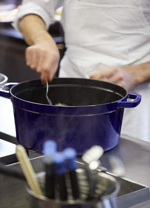 Staub Cast Iron 9-qt Round Cocotte - Dark Blue, Made in France