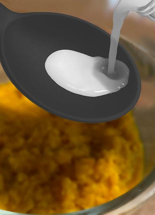 Pack of 2 Large Silicone Cooking Spoons,Non Stick Solid Basting Spoon,Heat-Resistant Kitchen Utensils for Mixing,Serving,Draining,Stirring (Black)