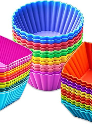 36 Pack Silicone Cupcake Liners Muffin Baking Cups Liners Reusable Non-Stick Cake Molds Sets Lunch Bento Box Dividers Accessories