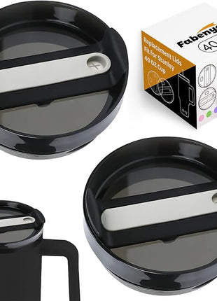 40 OZ Tumbler Lid Replacement Fit for Stanley Cup, 2 Pack Clear Replacement Lids Fit for Stanley Travel Tumbler, Spill Proof Tumbler Covers for Stanley Cup Accessories (Opaque - Black)