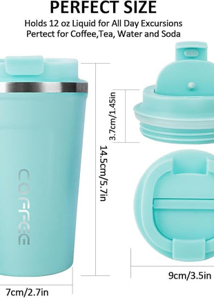 CS COSDDI 12 oz Stainless Steel Vacuum Insulated Tumbler - Coffee Travel Mug Spill Proof with Lid - Coffee Cups for Keep Hot/Ice Coffee,Tea and Beer