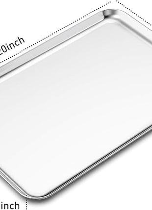 Baking Sheets Set of 2, Bastwe 20 inch Stainless Steel Bakeware Baking Pans, Healthy & Nontoxic & Rustproof & Easy Clean & Dishwasher Safe
