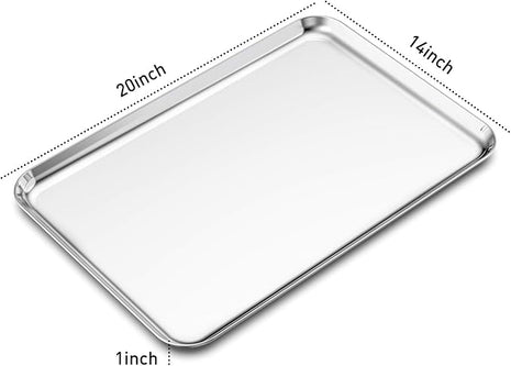 Baking Sheets Set of 2, Bastwe 20 inch Stainless Steel Bakeware Baking Pans, Healthy & Nontoxic & Rustproof & Easy Clean & Dishwasher Safe
