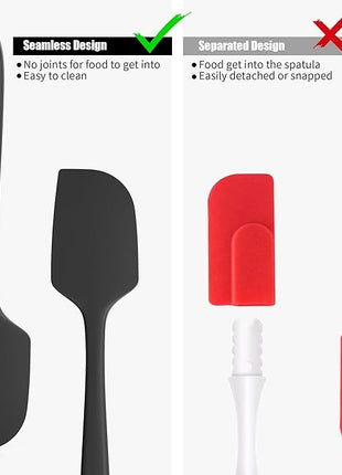 3-Piece Silicone Spatula Scrapers: Doosu 600°F Heat Resistant Food Grade Kitchen BPA Free Rubber Baking Cooking Tool Nonstick Utensil Set for Mixing, Scraping, Folding, Stirring, Serving (Black)