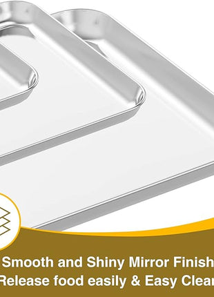 Wildone Baking Sheet with Rack Set (3 Pans + 3 Racks), Stainless Steel Baking Pan Cookie Sheet with Cooling Rack, Non Toxic & Heavy Duty & Easy Clean