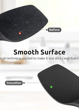 Heat Resistant Silicone Spatula Set: U-Taste 600ºF High Temp Seamless Food Grade Utensil, Flexible Rubber Silicon Kitchen Cooking Mixing Baking Scraper for Nonstick Cookware Set of 4 (Black)