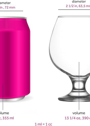 LAV Brandy Snifters Glass Set | Dishwasher Safe, Short Stem Balloon Glasses, Glass Goblets for Spirits, Bourbon Whiskey, Cognac, Scotch, Beer Tasting Glasses | 13.25 oz | Set of 6