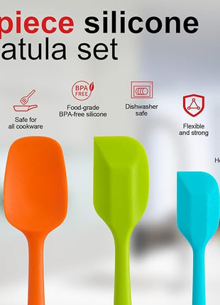 Silicone Spatula Set - Rubber Spatula - 600°F Heat Resistant Baking Spoon & Spatulas (Multicolor)