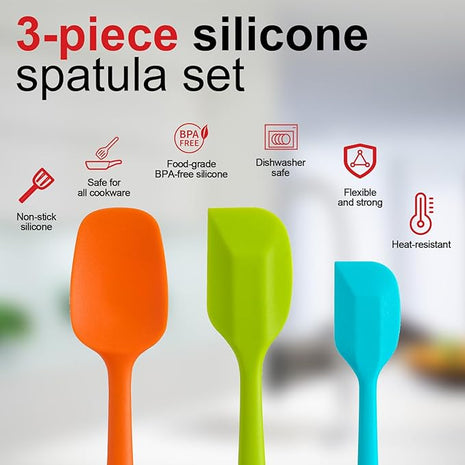Silicone Spatula Set - Rubber Spatula - 600°F Heat Resistant Baking Spoon & Spatulas (Multicolor)