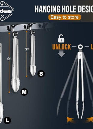 2 Pcs 7 Inch Small Tongs, Heavy Duty Stainless Steel Kitchen Tongs, For Cooking, Food, Buffet, Salad, Fruits, Bread, Dishwasher Safe