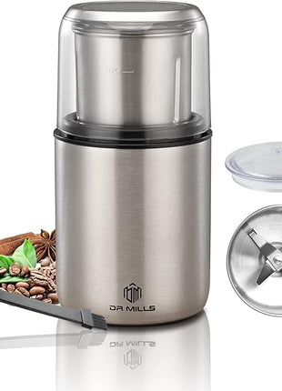 DR MILLS DM-7452 Electric Coffee Grinder,Spice Grinder Electric and Chopper,Detachable Cup, Diswash Free, Blade & Cup Made with SUS304 Stainless Steel