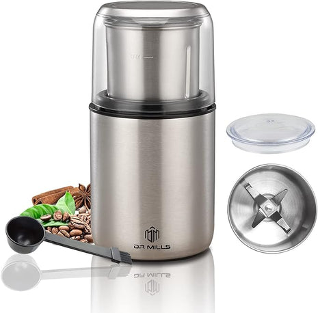DR MILLS DM-7452 Electric Coffee Grinder,Spice Grinder Electric and Chopper,Detachable Cup, Diswash Free, Blade & Cup Made with SUS304 Stainless Steel