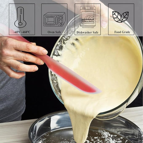 Nonstick Silicone Knife Shaped Flexible Kitchen Spatula Scraper Turner,Kitchen Cooking Utensils With Nylon Core (Red)