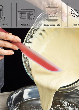 Nonstick Silicone Knife Shaped Flexible Kitchen Spatula Scraper Turner,Kitchen Cooking Utensils With Nylon Core(Red(Set of 2))