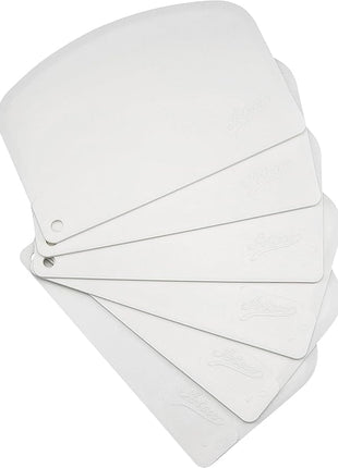 Ateco 1303 Bowl Scraper Set, Flexible Food-safe Plastic, White, 6-Pieces