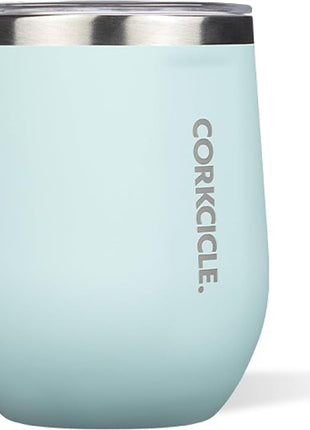 Corkcicle Stemless Wine Tumbler - Keeps Drinks Cold for 6 Hours - Triple-Insulated Stainless Steel - Non-Slip Base - Summer Drinkware Gift - Keeps Drinks Ice Cold - 12 oz - Gloss Powder Blue