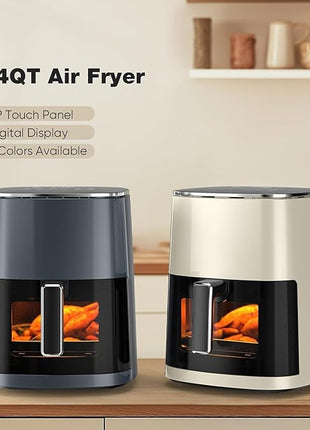 Elevon 6QT Large Air Fryer, 12-in-1 Digital Airfryer with Clear Window, Roast, Reheat, Dehydrate, Bake, Steam with 400F and More, Dishwasher Safe, Nonstick, Fit for Family of 2-5, Beige