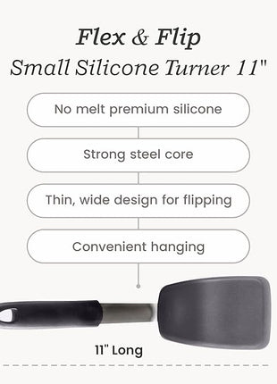 StarPack Premium Flexible Silicone Turner Spatula - High Heat Resistant to 600°F, Hygienic One Piece Design, Non Stick Rubber Kitchen Utensil for Fish, Eggs, Pancakes, Cookies & more (Stormy Grey)