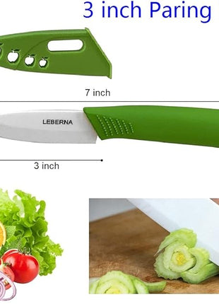 Ceramic Knife Set Knives Set for Kitchen Ceramic Kitchen Knives Colored w Sheath 6" Bread Knife 6" Chef Knife 5" Utility Knife 4" Fruit Knife 3" Paring Knife 1 Peeler Colorful Rust Free Proof