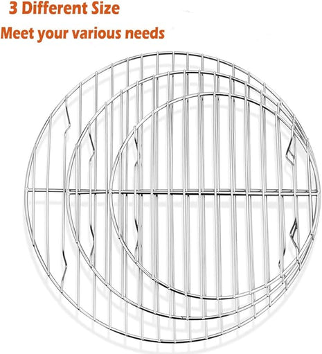 P&P CHEF Round Cooking Rack, 3 Pcs Stainless Steel Baking Cooling Steaming Grilling Rack, Fits Air Fryer/Stockpot/Pressure Cooker/Round Cake Pan, Oven & Dishwasher Safe (7.5 + 9 + 10.5 Inch)