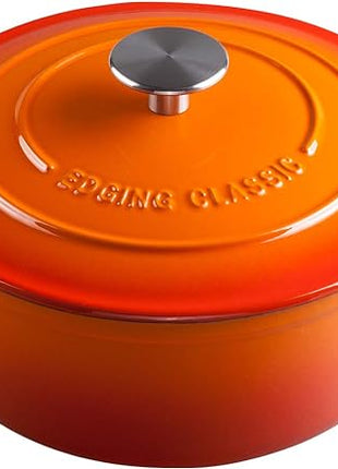 Enameled Cast Iron Dutch Oven, 5.5 Quart, Round Cast Dutch Ovens Pot with Lid Dual Handle for Bread Baking, Oven Safe up to 500°F, Orange