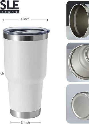 HASLE OUTFITTERS 30oz Stainless Steel Tumbler, Double Wall Vacuum Insulated Travel Mug Tumbler, Durable Insulated Coffee Mug, Gift Box Set (White, 12)