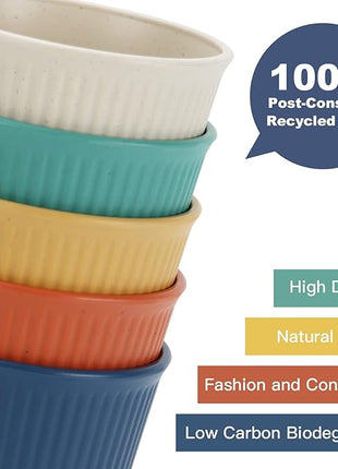 Homienly Drinking Cups Stackable Wheat Straw Cups 6 PCS Good Alternative to Dispoable Cups 12 oz Unbreakable Water Cups Reusable Dishwasher Safe Drinking Glasses Kitchen Essentials - Colorful