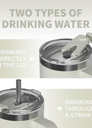 20 oz Tumbler with Handle,Tumbler with Lid and Straw,Double Wall Insulated Cup Stainless Steel Travel Mug(Cold for 34 Hours),Water Bottle for Iced Tea,Coffee,Cold Beverages(Cream White)