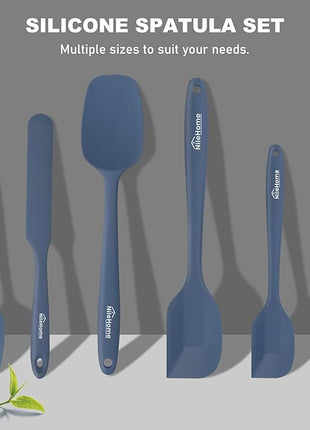 NileHome Silicone Spatula Set, 6 Packs Food Grade Kitchen Utensils with Silicone Brush Heat Resistant BPA-free Rubber Spatula for Scraping, Baking, Cooking, Mixing, Haze blue
