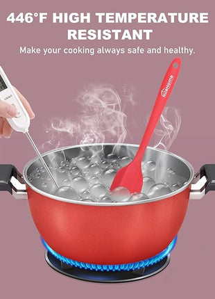 NileHome Silicone Spatula Set, Rubber Spatula High Heat-Resistant Premium BPA-Free One Piece Seamless Design Cooking Spatulas Utensils Set for Kitchen 4Pack(Red)