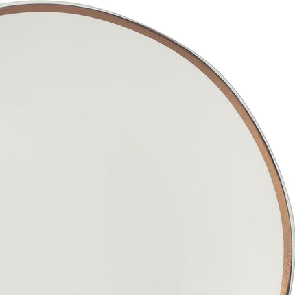 Gibson Elite Kings Road Double Plates and Bowl Organic Round Porcelain Chip and Scratch Resistant Dinnerware Set - Matte White w/Gold Rim