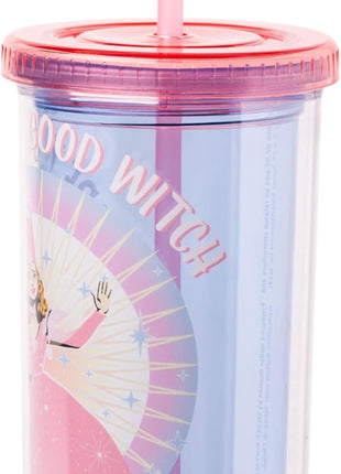 Silver Buffalo The Wizard of Oz Featuring Glinda Are You a Good Witch or a Bad Witch Plastic Tall Cold Cup with Lid and Straw, 20 Ounces (Pack of 12)