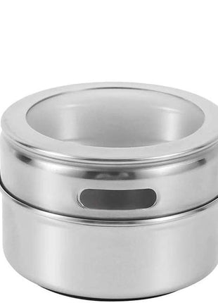 Beeyoka Magnetic Spice Jars,12 Pcs Stainless Steel Spice Tins with Lid and Small Holes for Sprinkle Rust Free Easy to Clean Includes 94 Labeling Stickers