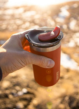 WACACO Octaroma Lungo Vacuum Insulated Coffee Mug, Double-wall Stainless Steel Travel Tumbler With Drinking Lid, 10 fl oz(300ml)， Carmine Red