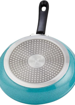 Cook N Home Nonstick Frying Pans Set 3 Piece, 8, 9.5, 11-Inch Kitchen Cooking Skillets Saute Fry Pan Induction Compatible, Turquoise